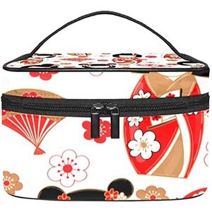 Rode make-up organizer tas, reismake-up tas organizer case draagbare cosmetische tas voor vrouwen en meisjes toiletartikelen, Meerkleurig, 22.5x15x13.8cm/8.9x5.9x5.4in