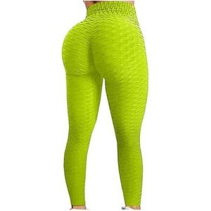Yogabroek met hoge taille, heuplift en buikverstrakking Fitness hardloopyogabroek for dames, trainingslegging (Color : Yellow, Size : XXXL)