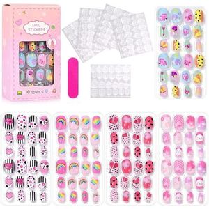 Kunstnagels - Helderrood - 120 Stuks - Korte Plaknagels Met Stickers