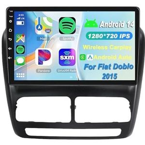Android 15 2 Din Autoradio 9in Auto Stereo voor Fiat Doblo 2015 met Draadloze Carplay Android Auto Bluetooth GPS Navigatie FM Radio WIFI Stuurwielbediening(W-3(2G+32G))
