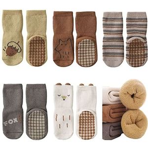 FedMois 5 paar Baby kinderen winter sokken met anti slip grip dikke thermische sokken, vos, 1-3 jaar