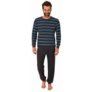 Normann Elegante heren lange mouwen badstof pyjama pyjama met manchetten - ook in grote maten, blauw 1, 56