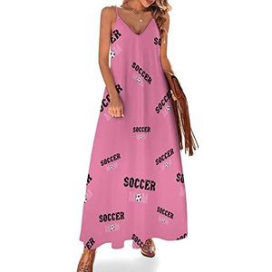 Soccer Mom Maxi-jurk voor dames, zomer, V-hals, mouwloos, spaghettibandjes, lange jurk
