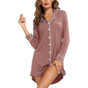 Leikar - Zwangerschapsnachthemd - Lange Mouwen - Borstvoedingspyjama