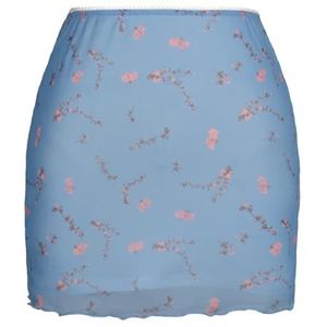yk8fass Mesh Rok met print gx-0226, Blauw, S