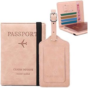 PU RFID paspoorthoes | RFID Blocking Travel Wallet Organizer Case met tas Koffer Naam ID Labels | Multifunctionele reisbeschermer PU-reispaspoorttas voor mannen en vrouwen Huyan