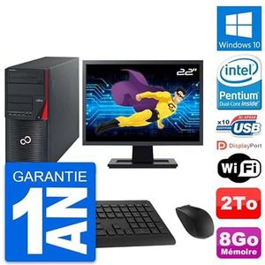 Fujitsu W530 MT PC Tower, 22 inch (55,6 cm), Intel G3220 RAM, 8 GB, harde schijf 2 TB, Windows 10, WiFi (gereviseerd)