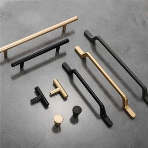ROBAUN Eenvoudige zwarte keukenkast deurgrepen mat goud aluminiumlegering lade trekt meubelhandvat hardware 1 stuk (kleur: zand goud 128 mm)