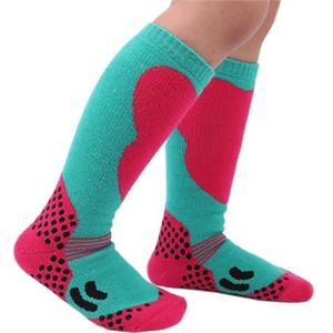 1 Paar Skisokken voor Kinderen, Uniseks, Katoenen Skikousen, Thermische Sokken voor Jongens en Meisjes, Dikke Versterkte Kniekousen, Winter Sportsokken, Warm om te Skiën