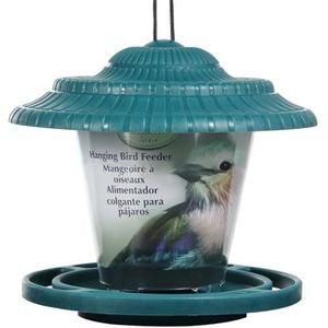 Hangende lantaarnvormige vogelvoederbak met dak - afneembare en draagbare plastic zaadvoerbak voor valkparkieten en papegaaien
