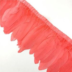 2 meter ganzenveren versieringen bruiloft feestversiering franjes voor kleding macrame veren DIY gekleurde pluimen linten voor ambachten-watermeloen rood