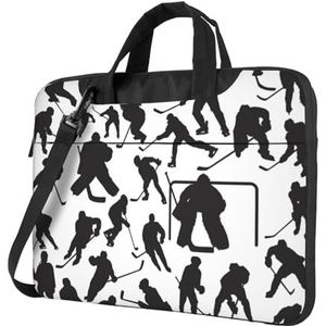 CZZYH Laptophoes met gevoerde schouderriem en handvat, cartoon-ijshockey-laptoptas voor dames en heren, Zoals getoond, 15.6 inch