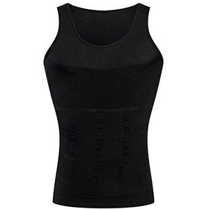 BaronHong Gynaecomastie Compressie Shirt Vest om Man Boobs Moobs Afslanken Heren Shapewear Plat Hele Buik (zwart, S)