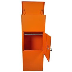 VEEHAUS Pakketbrievenbus, Antraciet, Groot, XXL, Roestvrij Staal, Pakketbox voor Buiten, Met Pakketvak, Zonder Standaard, Oranje