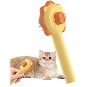 Kattenborstels Voor Binnenkatten | Dierenverzorging in leeuwenvorm Afwerpborstel | Zelfreinigende gladde borstel voor huisdieren met kattenhaarkam, gemakkelijk te verwijderen losse ondervacht, Yanquan