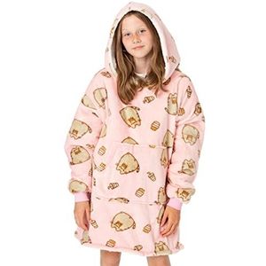 Pushen oversized deken hoodie kinderen meisjes roze draagbare fleece Een maat