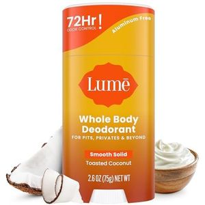 Lume Solid Deodorantstick - Volledig Body Deodorant - Aluminiumvrij, Baking Soda-Free, Hypoallergeen, Veilig voor de Gevoelige Huid - 6,6 oz Solid Stick (Kokosnootcrush)