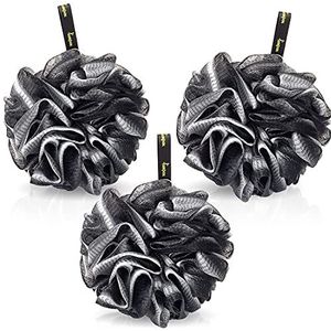 lampox Badspons [3-delige verpakking] douchespons, scrubhandschoen, badborstel, peelingspons, luffa-spons, peeling lichaam, lichaamsspeeling, washandje, rugborstel, massage, (mix A)