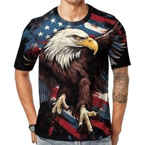 Retro Amerikaanse Vlag Bald Eagle Heren Korte Mouw Grafisch T-shirt Ronde hals Print Casual Tee Tops S