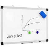 ACAZA magnetisch Whiteboard 40 x 60cm, Planbord, Schoolbord inclusief uitwisbare stift, wisser en afleggoot