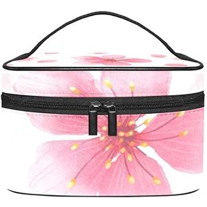 Make-up Organizer Bag, Reizen Make-up Tas Organizer Case Draagbare Cosmetische Tas voor Vrouwen en Meisjes Toiletries Roze Kersenbloesem Patroon, Meerkleurig, 22.5x15x13.8cm/8.9x5.9x5.4in