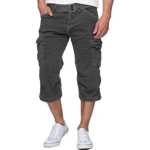 INDICODE Heren Nicolas Check Cargo Shorts | 3/4 Cargo korte broek met riem Raven L