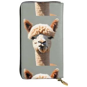 Alpaca Avatar lederen portemonnee met rits, uniseks, cosmeticatas, voor feest, reizen, vakantie, geschenken, Zwart, Eén maat