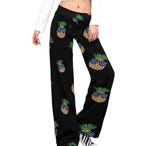 Amerikaanse vlag ananas vrouwen broek casual broek elastische taille lounge broek lange yoga broek rechte been