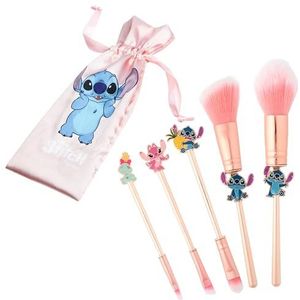 Disney Lilo en Stitch Make-upkwastenset voor make-up, incl. kwast, hoofdband en etui, Stitch cadeau voor vrouwen (roze)