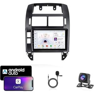 9 Inch Autoradio Compatibel voor Volkswagen Polo Mk4 2004-2009 met GPS Navigatie CarPlay Android Auto Acht-Core 4G Bluetooth WiFi MirrorLink Stuurwiel Afstandsbediening(T3 8 Core 4G+Wifi 2G+32G)