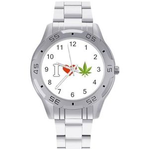 I Love Weed Mannen Zakelijke Horloges Legering Analoge Quartz Horloge Mode Horloges