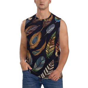 Pauwenveren Heren Vesten Bodybuilding Atletische Zomer Workout Tank Top Mouwloos T-shirt Fitness Tank Running Gym Vest Sneldrogend, 3 D, XXL