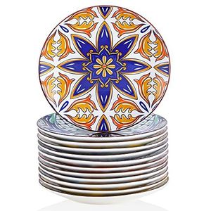 VANCASSO Aladin serie Jasmin dinerborden, porselein, 12-delige platte borden, servies, bordenset Ø 27 cm, tafelservies, ontbijtborden, eetborden