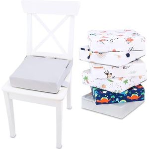 Stoelverhoger stoel kind 32x32x8 cm waterdicht - zitkussen kinderstoel kussen kinderzitje stoelkussen Lichtgrijs