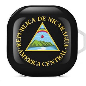 Nicaragua vlag oordopjes hoesje compatibel met Samsung hard shell beschermhoes wit stijl