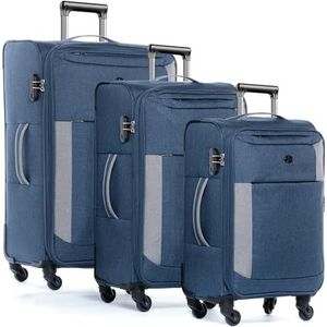 FERGÉ 3-delige koffer-set Reisbagage Saint-Tropez gewatteerde zachte zijde spinner Premium bagage-koffer spinner grijs