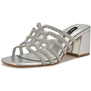 Nine West Grassa damessandalen met hak, zilver 040, 36 EU