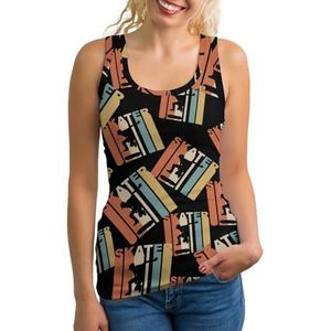 Retro 1970's Skater dames tank top mouwloos T-shirt pullover vest atletische basic shirts zomer bedrukt