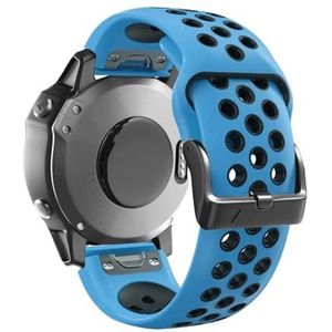 22 26mmQuickFit Siliconen Horlogeband fit for Garmin Instinct 2X Solar Strap Instinct 2 Fenix ​​7 7X 6 6X Horlogeband Armband Accessoires (Color : Sky blue black, Size : 26mm Fenix 7X pro)