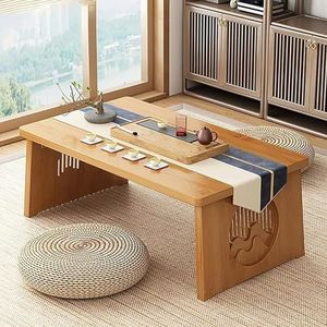 HRTLSS Opvouwbare vloertafel, multifunctionele Japanse stijl vloertafel, laag altaartafel voor meditatie, kleine theetafel voor zittend op de vloer, voor dineren en spirituele oefeningen
