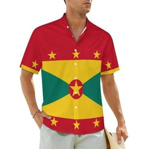 Grenada vlag herenoverhemden korte mouwen strandshirt Hawaiiaans shirt casual zomer T-shirt L