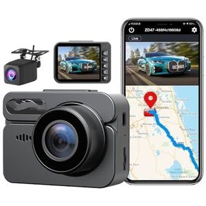 Dash Cam Auto DVR Recorder 4K + 1080P Dual Lens Ingebouwde GPS Wifi Dash Cam Autos Video Dashcam Achter Voertuig Camera Voor Auto's Dashcam(TF Card 64GB)