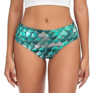GUOLGP Zeemeermin Schaal Print Vrouwen Huidvriendelijke Slips Zacht Ademend Ondergoed Volledige Dekking Dagelijks Dragen, Zwart, XS