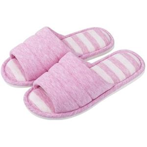 JMORCO Dames pantoffels vrouwen katoenen pantoffels indoor open teen zachte slippers casual flip flop dames thuis instappers traagschuim slaapkamer flats schoenen, Donker Roze, 35-36(8.6-8.8 inch)