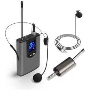 Draagbare draadloze headsetmicrofoon + lavaliermicrofoonsysteem, onderwijstoespraak, interview, vlog, live-opname, geschikt for iPhone, Android-pc(One drag one)