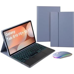 Toetsenbordhoes Voor Samsung Galaxy Tab S10 FE Plus 13,1 Inch 2025 - Verlicht Afneembaar Draadloos Toetsenbord Met Touchpad - Bluetooth-Muis Voor Tablet,Purper