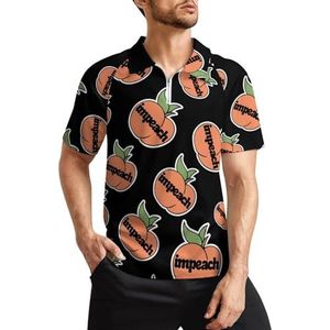 Impeach The Peach heren golfpoloshirts klassieke pasvorm korte mouw T-shirt bedrukt casual sportkleding top XL