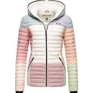 Navahoo overgangsjas voor dames, gewatteerde jas met capuchon, contrasterende kleuren, multiculti XS - XXL, Multicolour pastel, XL