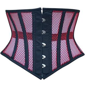 Hi-GERMANWEARS Hi-46 Dames Underbust Black Cotton Mesh Steel Boned Body Waist Shaper Training Taille Korset Corsets (Black Red, 5XL), zwart-rood, 5XL