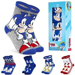 Sonic The Hedgehog Jongens sokken, 5 Pack Crew Sokken, Meerkleurig, 4.5-7.5